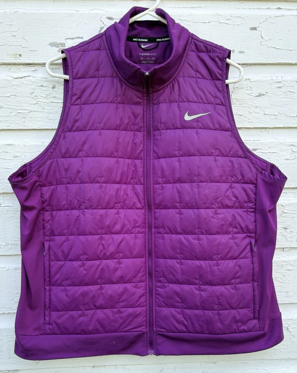 Nike Running Quilted Vest Full Zip Womens XXL Therma Fit Purple Nylon Warmth